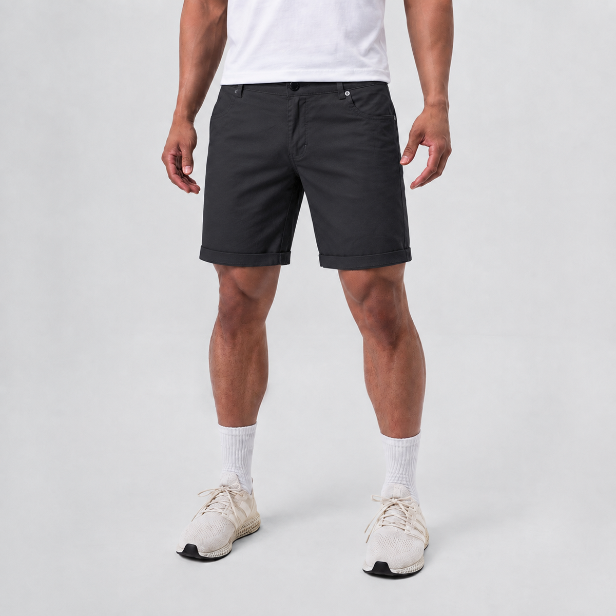 Soft Breathable Cotton Casual Shorts Dark Grey