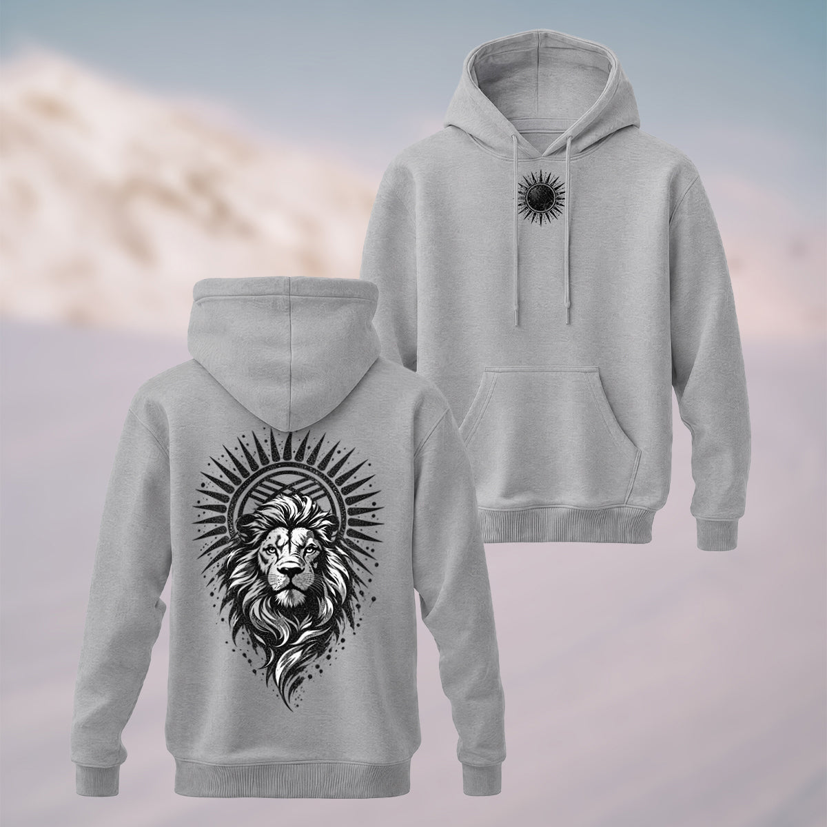 Cotton Made Mystical Silver Lion Hoodie Heather Grey