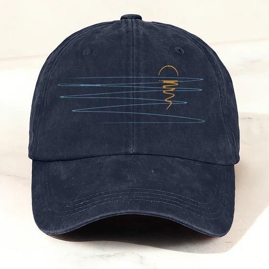 Vintage Washed Sunset Reflection Baseball Cap Navy Blue