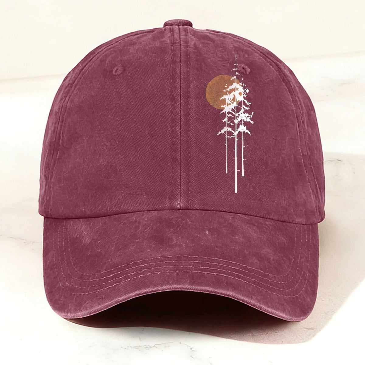 Outdoor Forest Washed Cotton Baseball Cap Claret