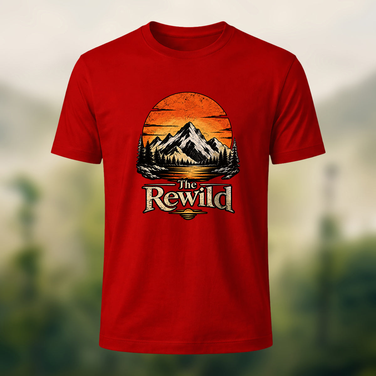 Vintage Wilderness Premium Cotton T-Shirt Red