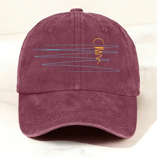 Vintage Washed Sunset Reflection Baseball Cap Claret
