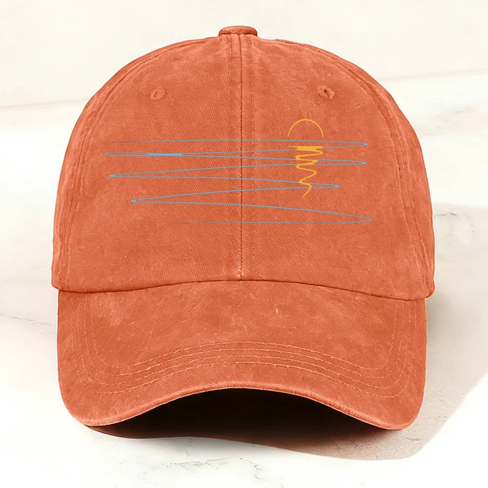 Vintage Washed Sunset Reflection Baseball Cap Orange
