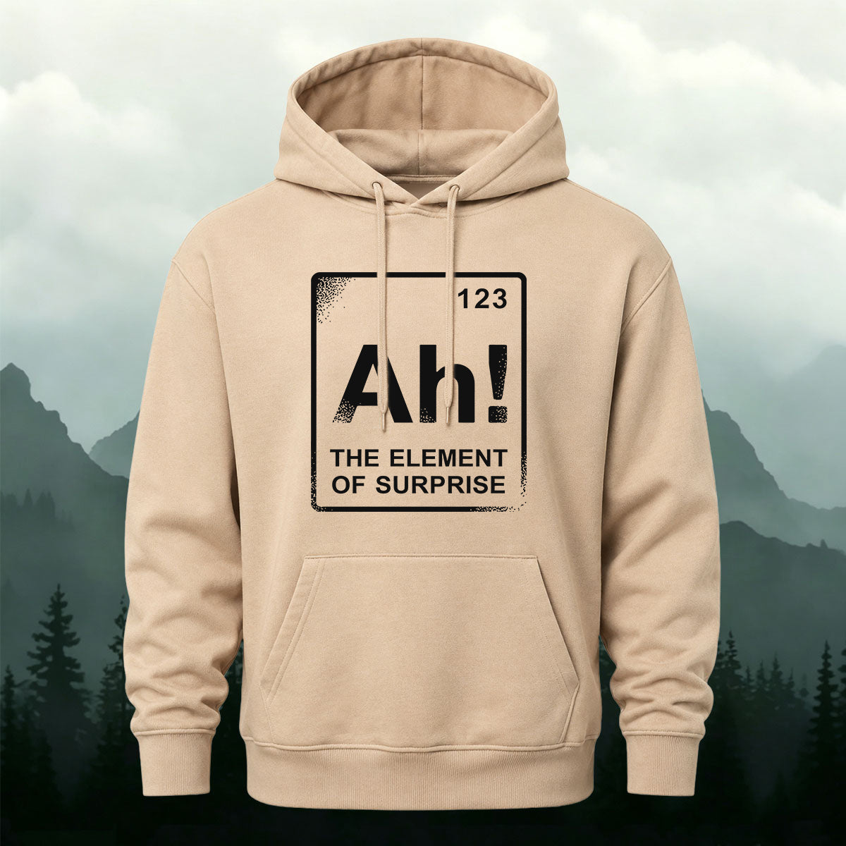 Cotton Made The Element Of Surprise Print Hoodie Beige