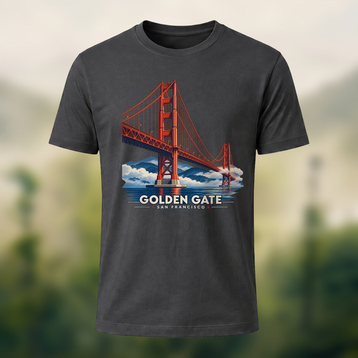 Vintage Golden Gate Bridge Cotton T-Shirt Charcoal