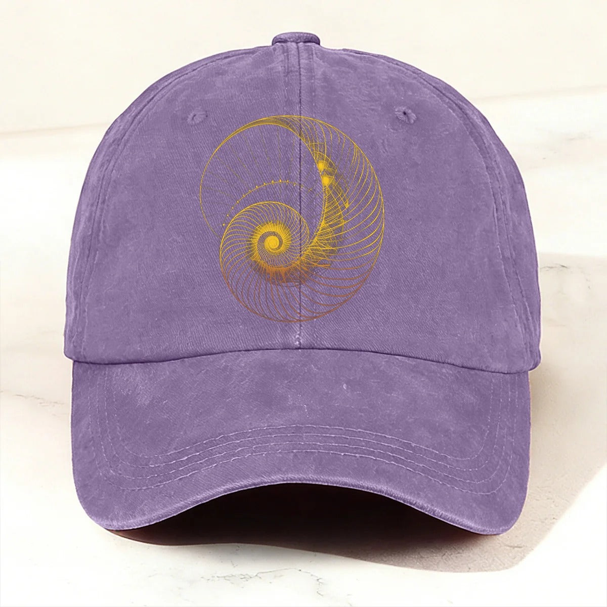 Modern Abstract Geometric Spiral Baseball Cap Purple