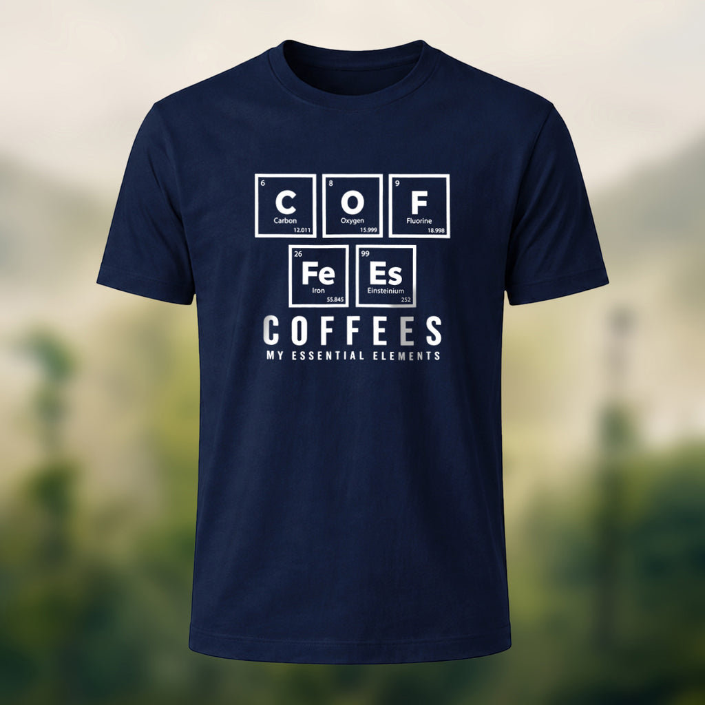 Creative Coffee Elements Soft Cotton T-Shirt Navy