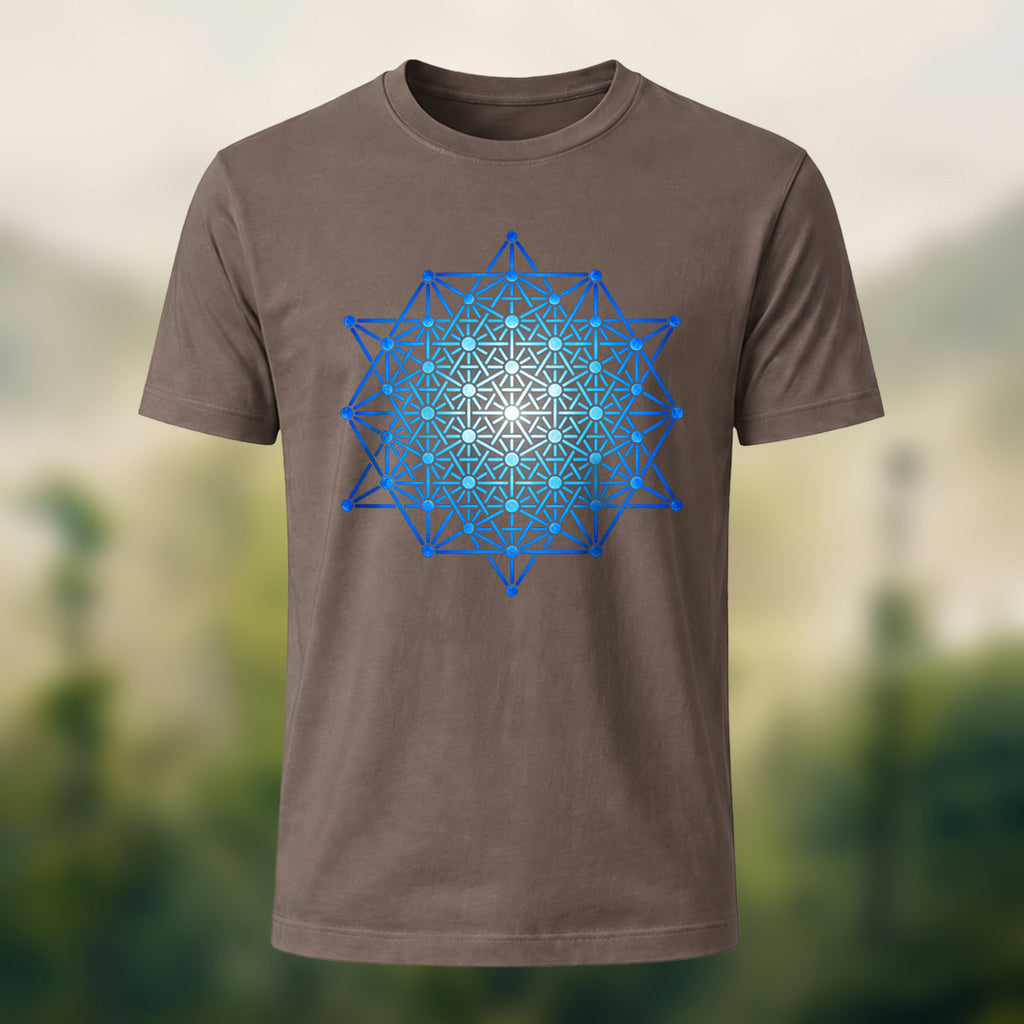 Geometric Crystal Print Premium Cotton T-Shirt Coffee