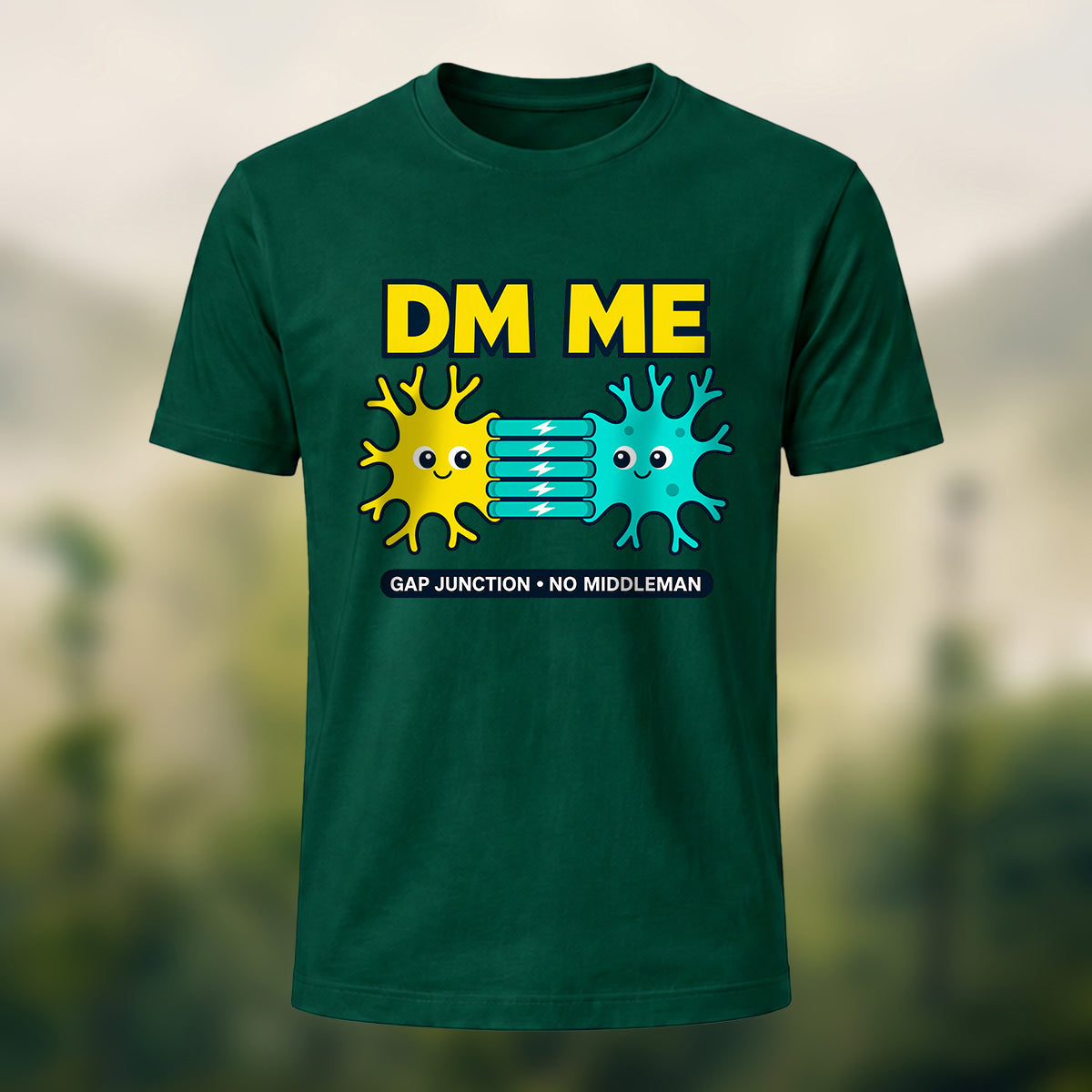 Geeky Neuron Print Premium Cotton T-Shirt Forest Green