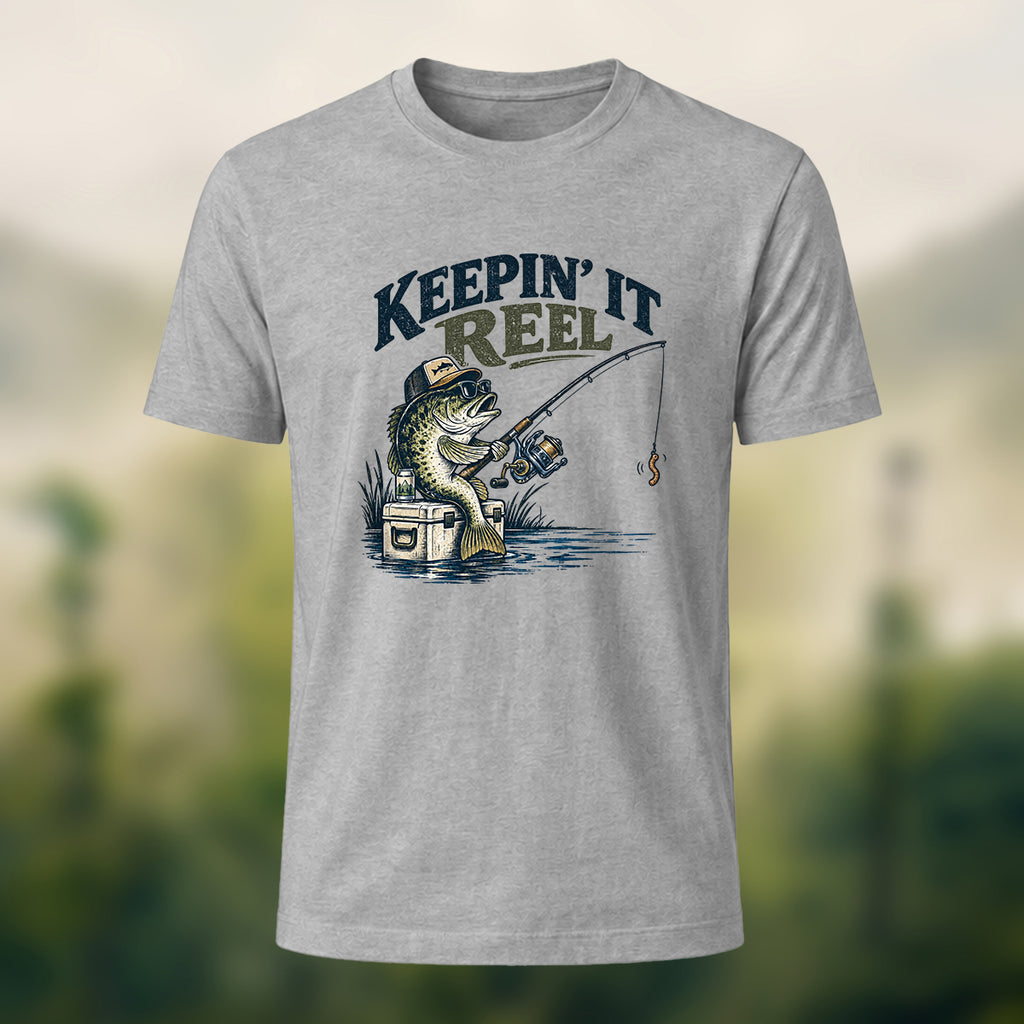 Classic Angler Print Combed Cotton T-Shirt Heather Grey