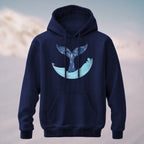 Cotton Made Linear Whale Tail Hoodie Navy