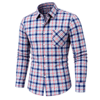 Retro Plaid Soft Cotton Button-Down Shirt 07