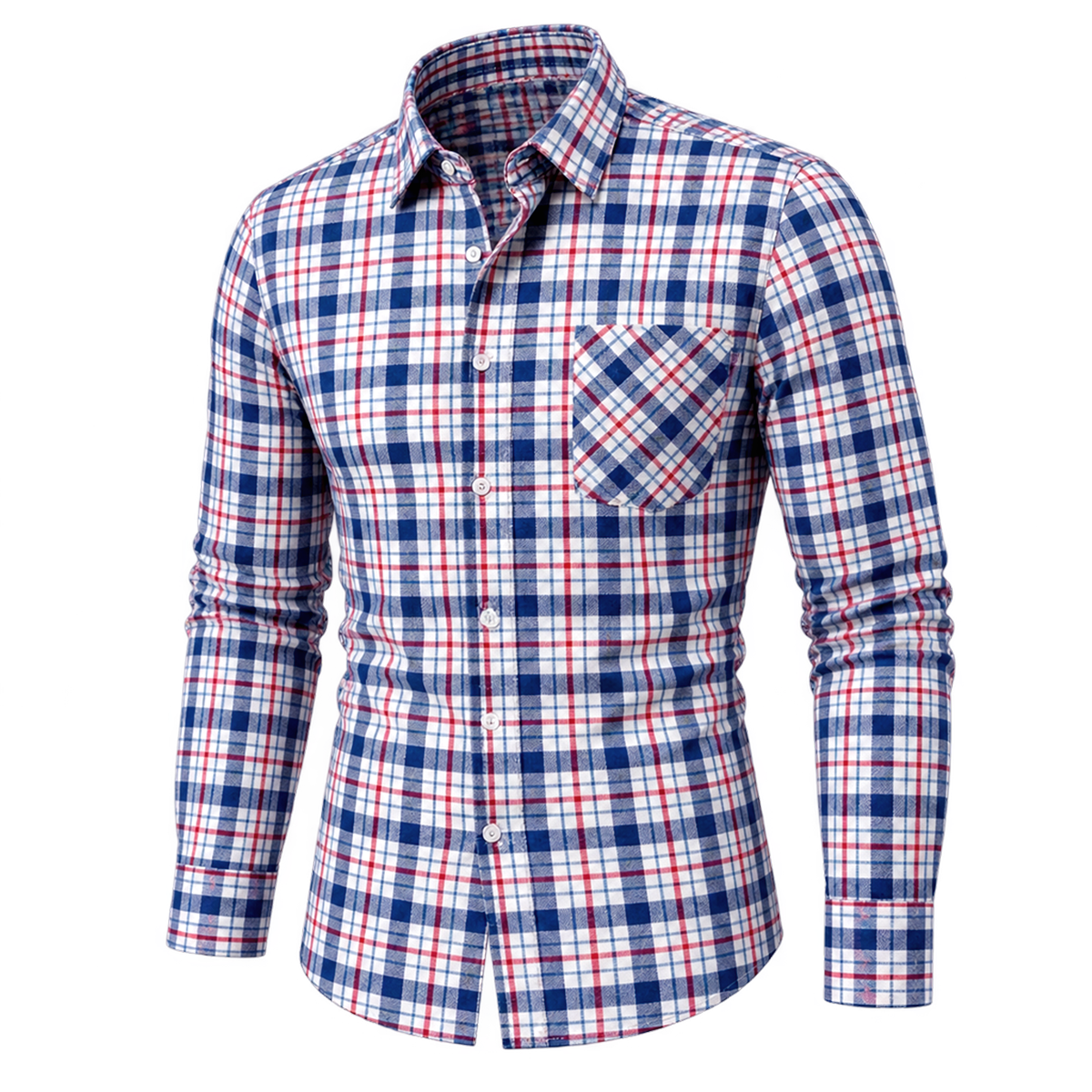 Retro Plaid Soft Cotton Button-Down Shirt 07