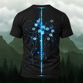Futuristic Digital Circuit Print T-Shirt Black