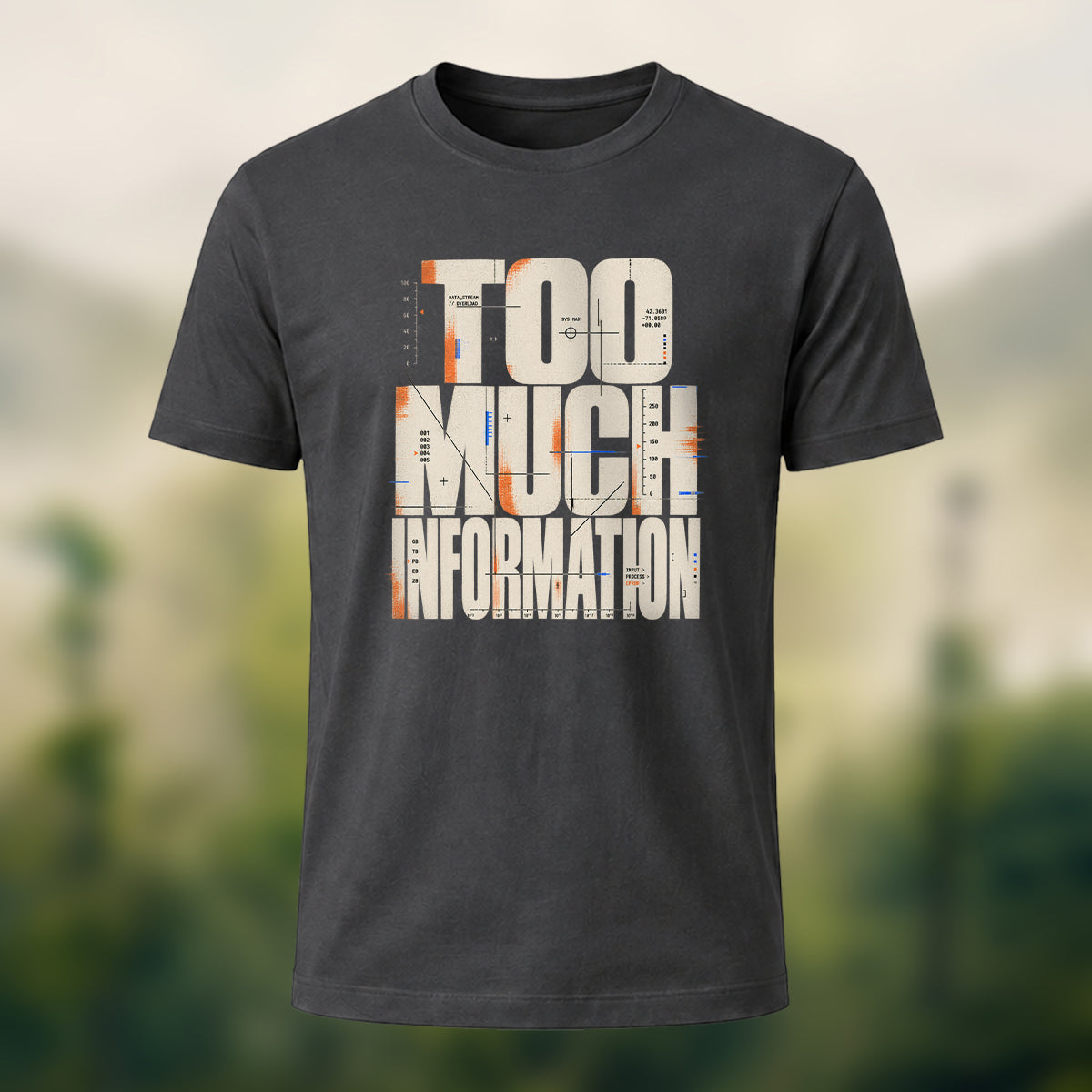 Minimal Information Overload Soft Cotton T-Shirt Charcoal