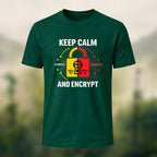 Keep Calm And Encrypt Print Casual Cotton T-Shirt Forest Green