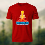 Volcano Print Casual Soft Cotton T-Shirt Red