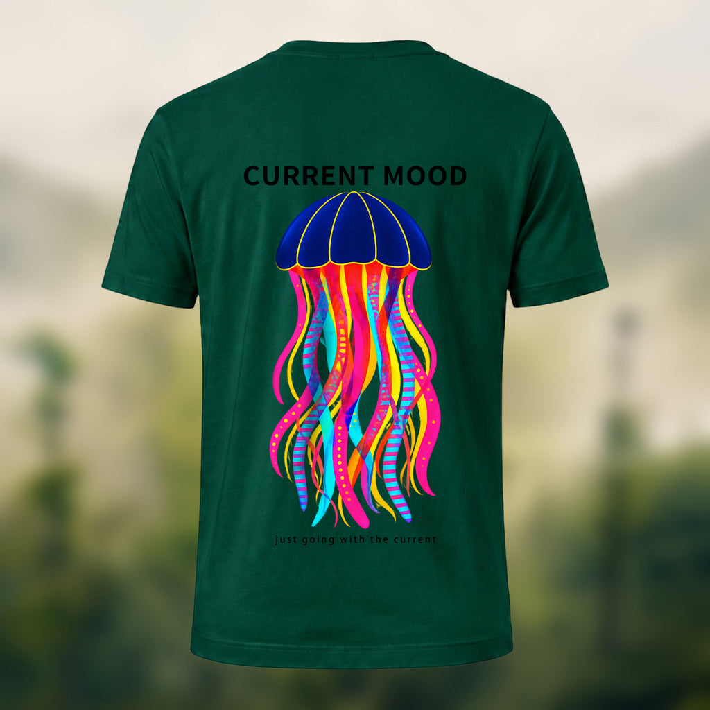 Vibrant Oceanic Jellyfish Premium Cotton T-Shirt Forest Green