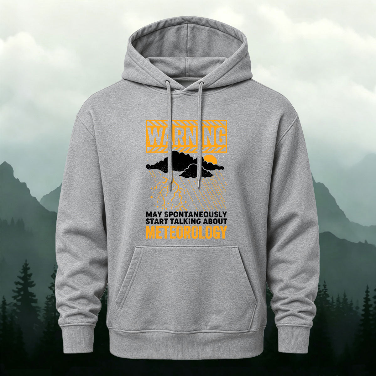 Cotton Made Weather Print Hoodie Dark Grey