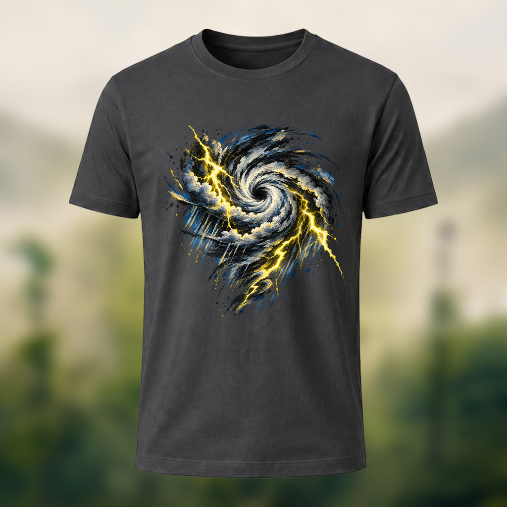 Turbulent Storm Vortex Soft Cotton T-Shirt Charcoal