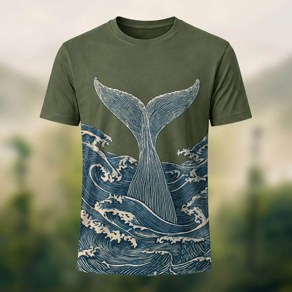 Vintage Sculptural Whale Tail Tee Olive Green