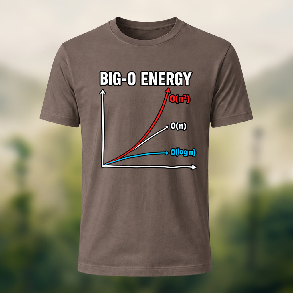 Big-O Energy Print Casual Premium Cotton T-Shirt Coffee