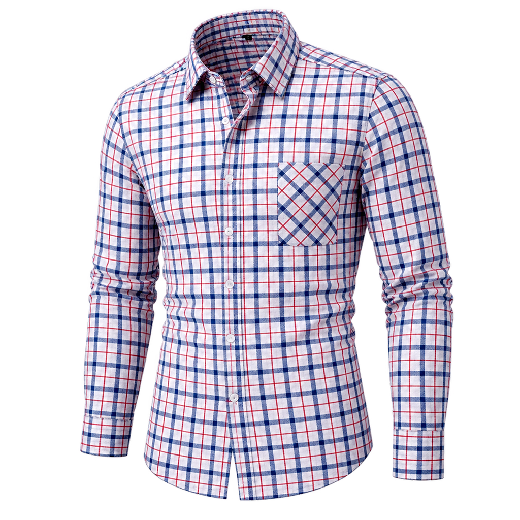 Retro Plaid Soft Cotton Button-Down Shirt 10