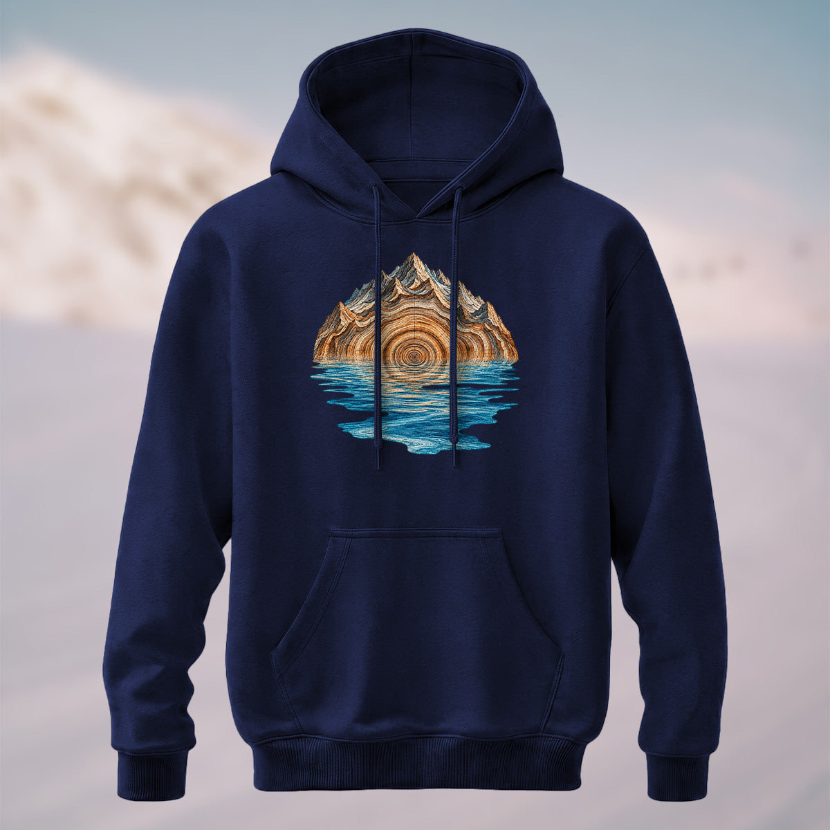 Cotton Made Natural Tree Ring Reflection Hoodie Navy