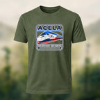 Acela Train Print Combed Cotton T-Shirt Olive Green