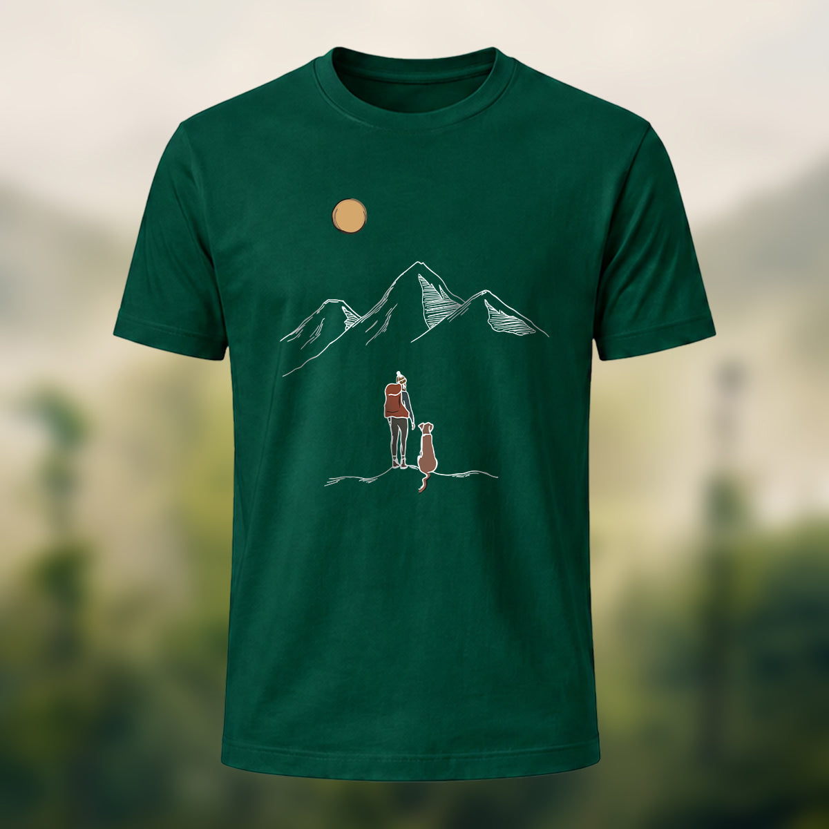 Hiking Buddy Printed Casual Soft Cotton T-Shirt Forest Green