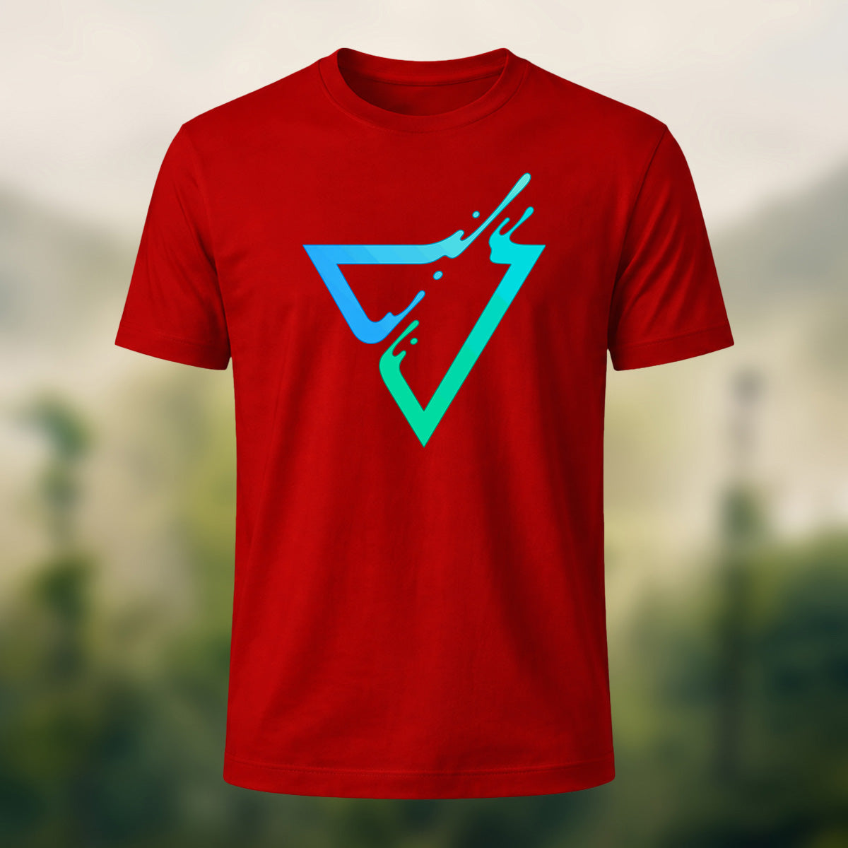 Minimal Triangle Print Soft Cotton T-Shirt Red