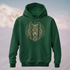 Cotton Made Norse Viking Wolf Hoodie Forest Green