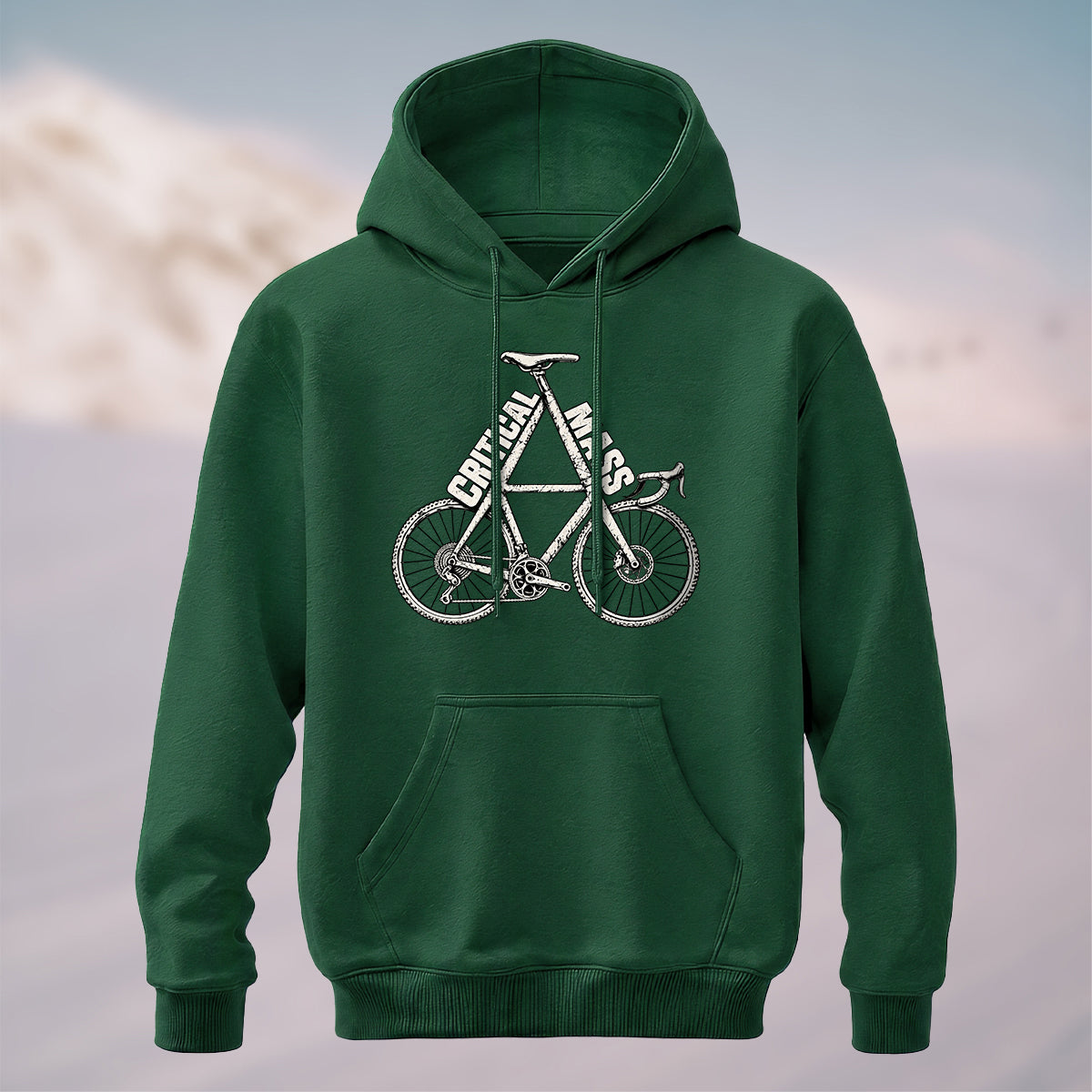 Cotton Made Vintage Urban Bicycle Hoodie Dark Green