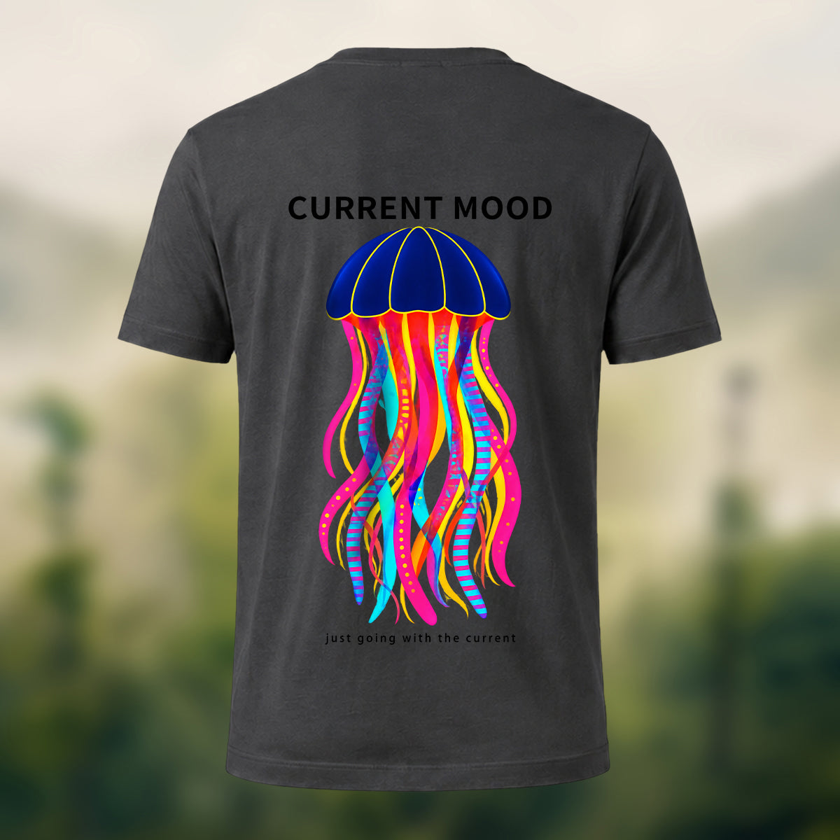 Vibrant Oceanic Jellyfish Premium Cotton T-Shirt Charcoal