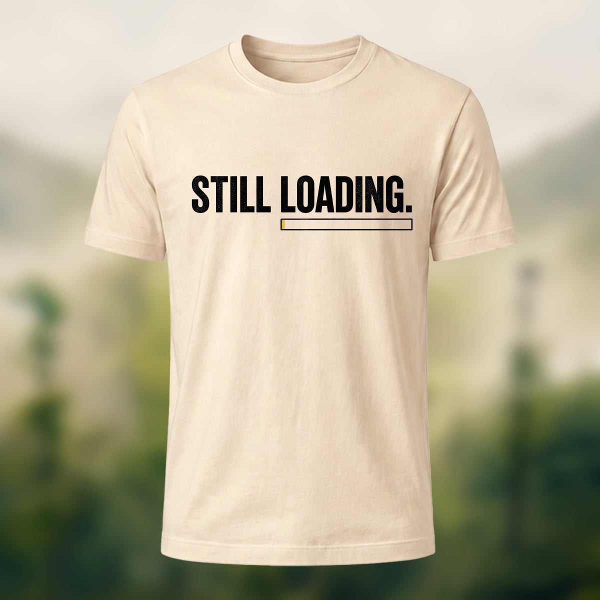Minimal Loading Statement Premium Cotton T-Shirt Beige