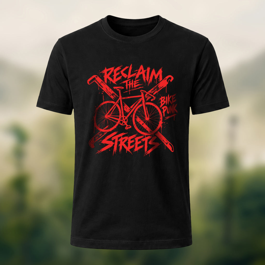 Vintage Punk Cycling Combed Cotton T-Shirt Black