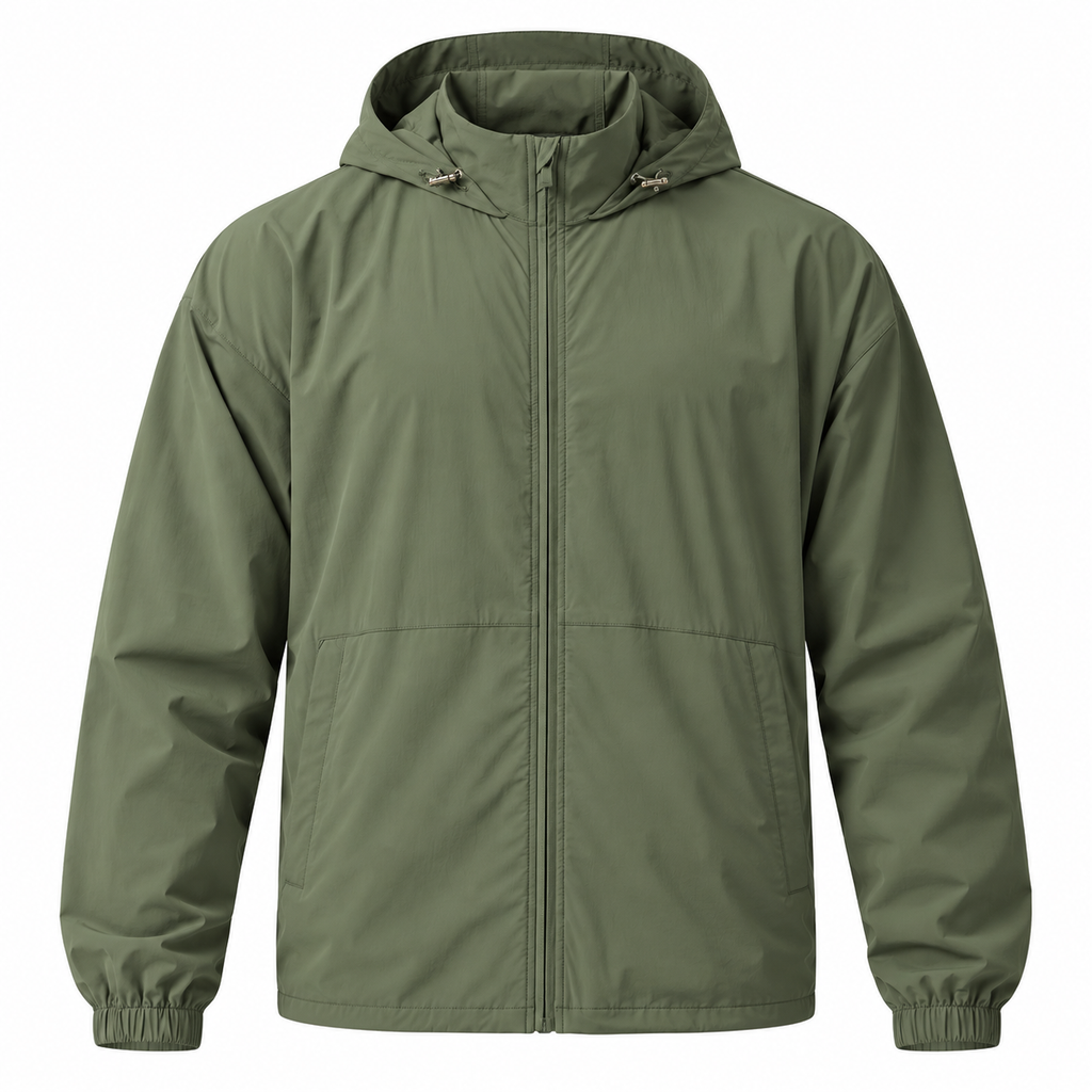 Lightweight Outdoor Windproof Hiking Jacket Olive Green
