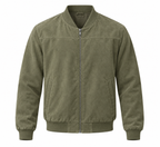 Stylish Suede Zip-Up Casual Jacket Olive Green