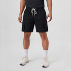 Lightweight Breathable Linen Utility Shorts Black