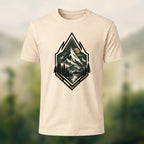 Vintage Wilderness Mountain Badge Cotton T-Shirt Beige
