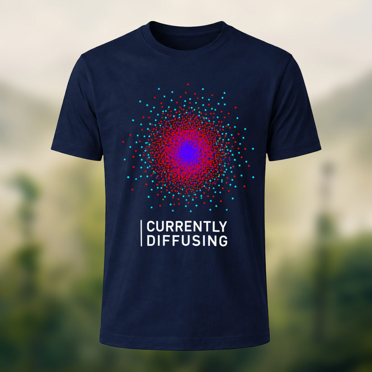 DTG Currently Diffusing Print Casual Soft Cotton T-Shirt Navy