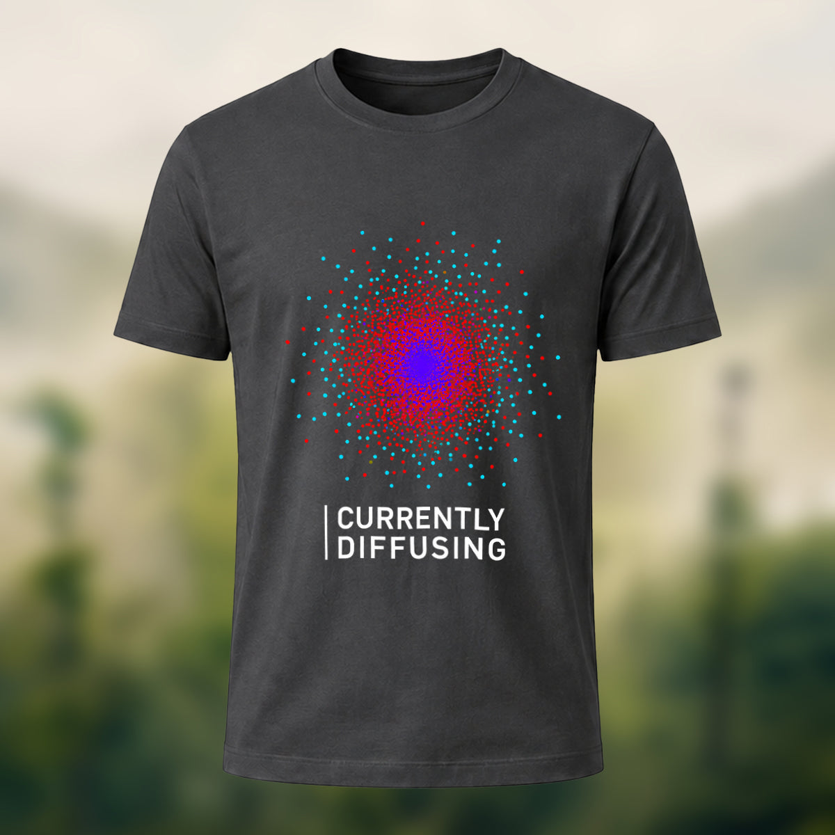 DTG Currently Diffusing Print Casual Soft Cotton T-Shirt Charcoal
