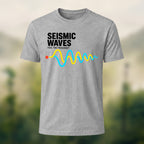Seismic Waves Print Casual Soft Cotton T-Shirt Heather Grey