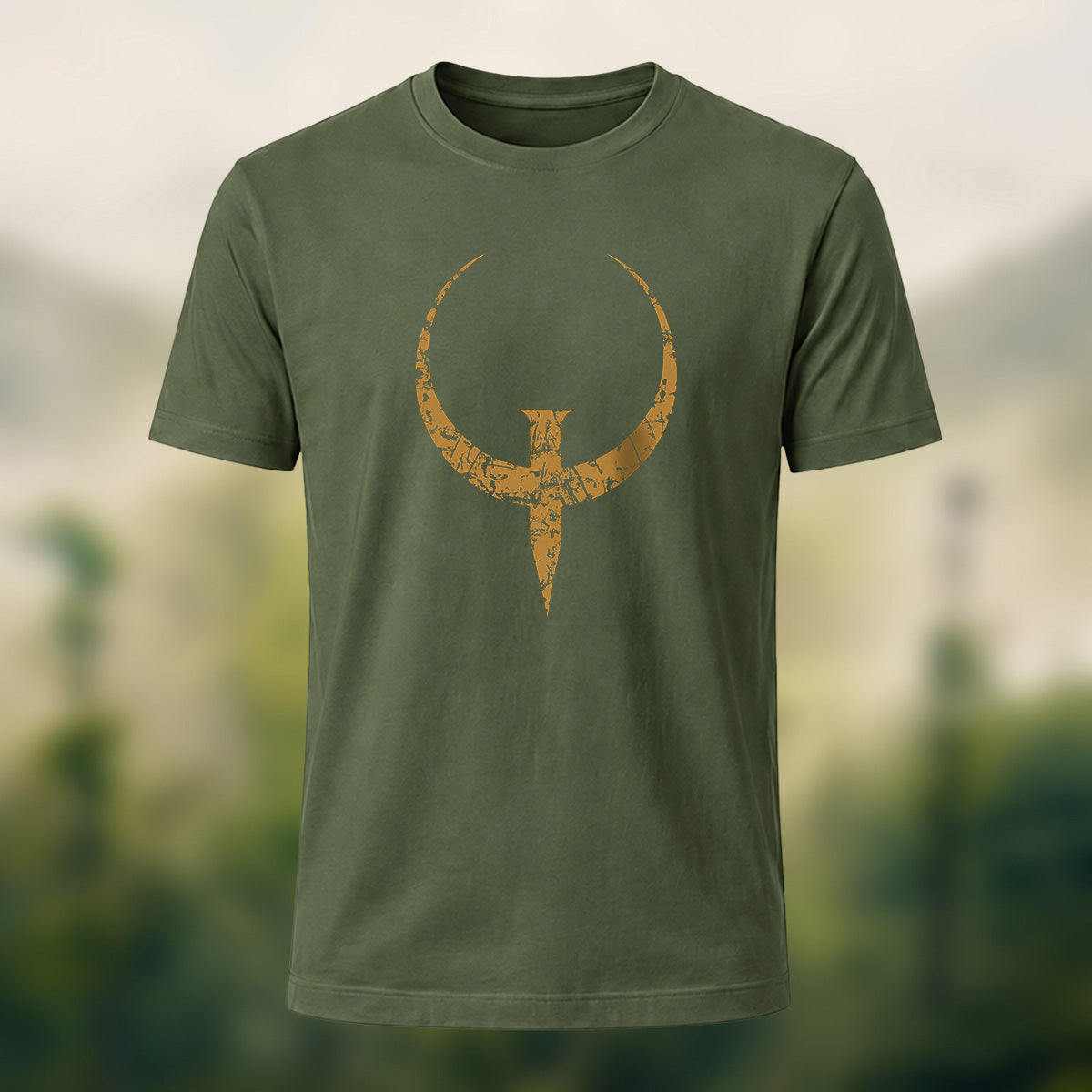 Rugged Norse Emblem Combed Cotton T-Shirt Olive Green
