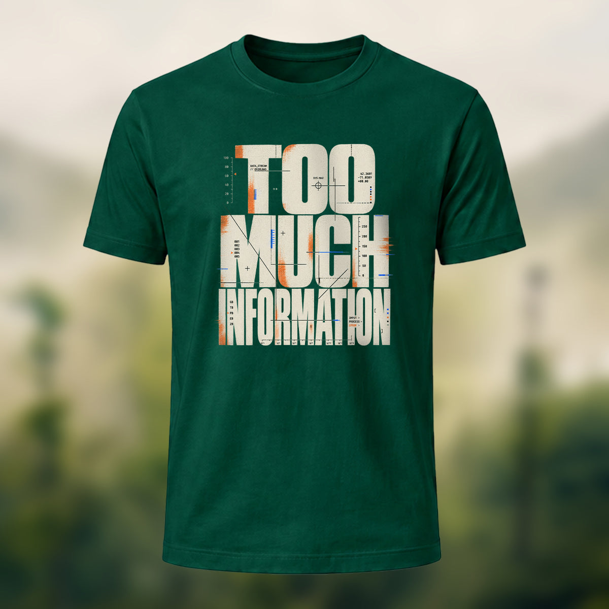 Minimal Information Overload Soft Cotton T-Shirt Forest Green