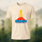 Volcano Print Casual Soft Cotton T-Shirt Beige