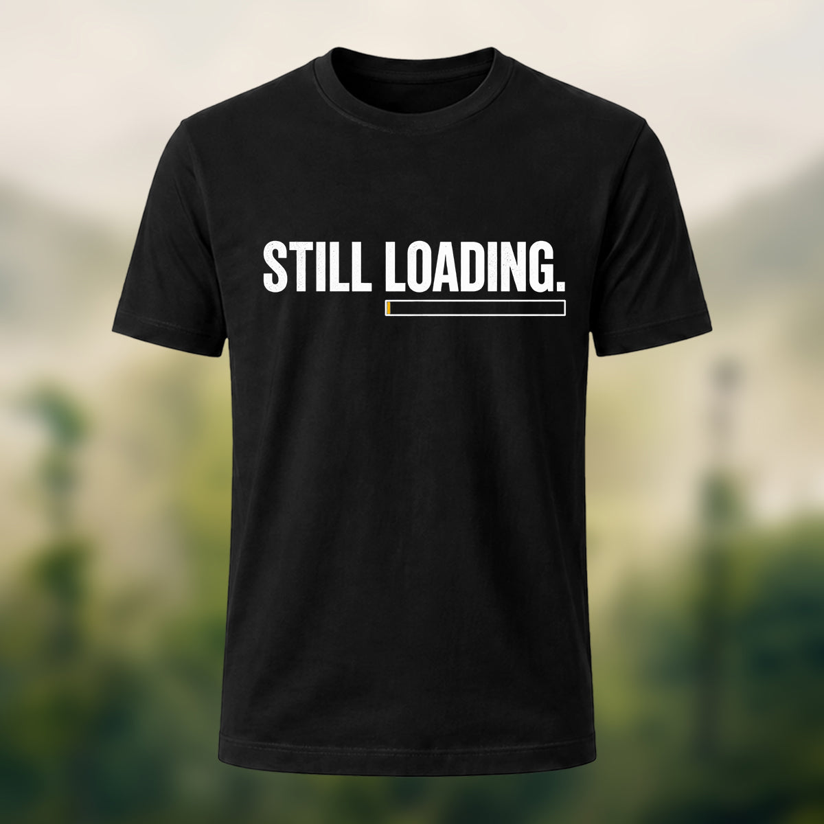 Minimal Loading Statement Premium Cotton T-Shirt Black