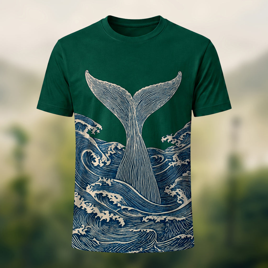 Vintage Sculptural Whale Tail Tee Forest Green