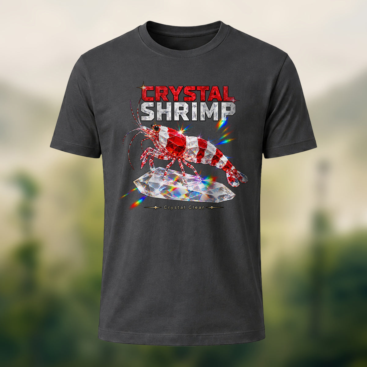 DTG Sparkling Crystal Shrimp Premium Cotton T-Shirt Charcoal