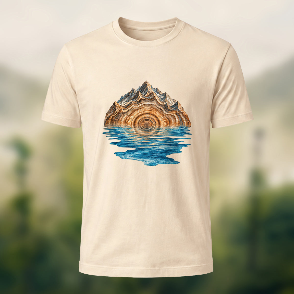 Geological Mountain Premium Cotton T-Shirt Beige